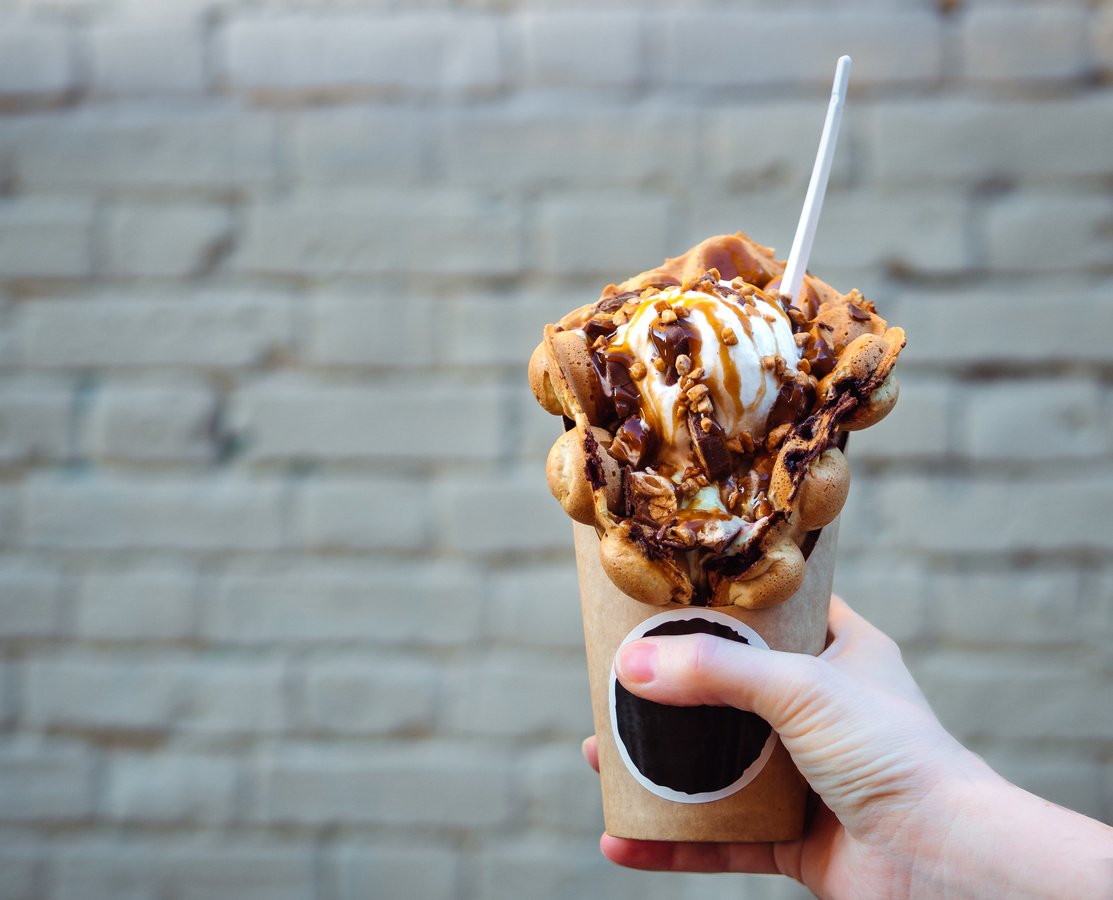 Hong Kong waffles or bubble wafer in hand